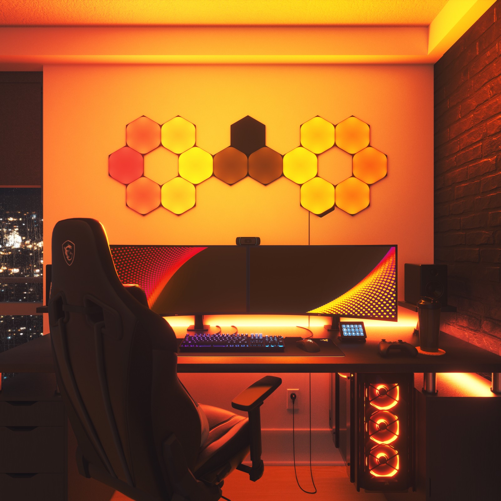 Nanoleaf day sale black hexagon 15pk environment image
